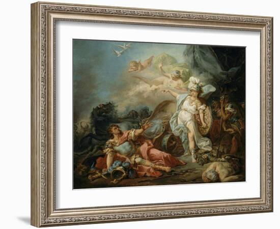 Le Combat de Minerve contre Mars-Jacques-Louis David-Framed Giclee Print