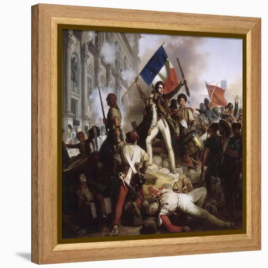 Le combat devant l'Hôtel de Ville, le 28 juillet 1830-Jean Victor Schnetz-Framed Premier Image Canvas