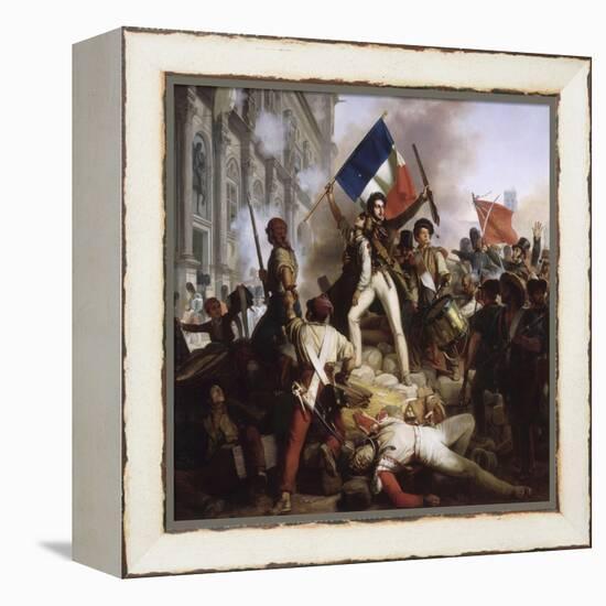 Le combat devant l'Hôtel de Ville, le 28 juillet 1830-Jean Victor Schnetz-Framed Premier Image Canvas