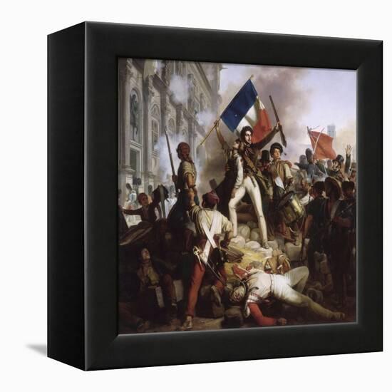 Le combat devant l'Hôtel de Ville, le 28 juillet 1830-Jean Victor Schnetz-Framed Premier Image Canvas