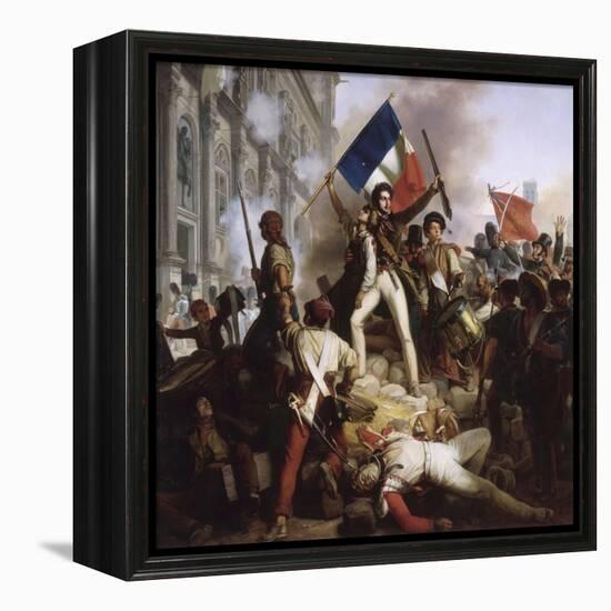 Le combat devant l'Hôtel de Ville, le 28 juillet 1830-Jean Victor Schnetz-Framed Premier Image Canvas