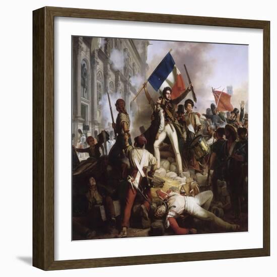 Le combat devant l'Hôtel de Ville, le 28 juillet 1830-Jean Victor Schnetz-Framed Giclee Print