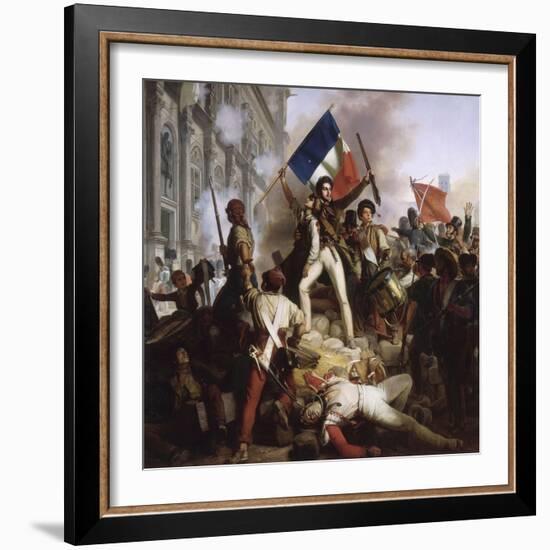 Le combat devant l'Hôtel de Ville, le 28 juillet 1830-Jean Victor Schnetz-Framed Giclee Print