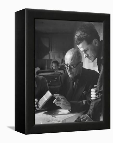 Le Corbusier and Student Working on Project for French Ministry of Reconstruction-null-Framed Premier Image Canvas