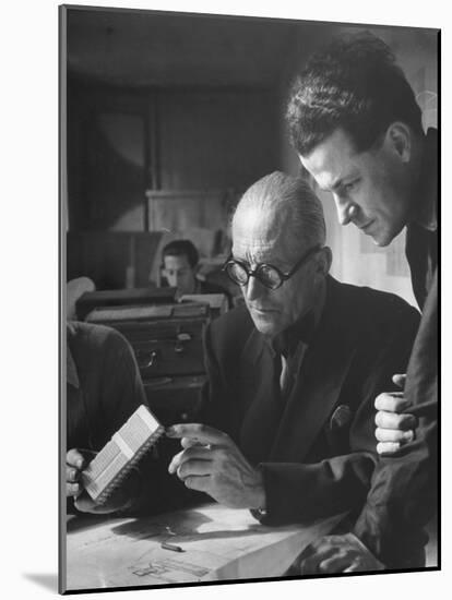 Le Corbusier and Student Working on Project for French Ministry of Reconstruction-null-Mounted Photographic Print