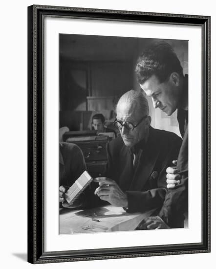 Le Corbusier and Student Working on Project for French Ministry of Reconstruction-null-Framed Photographic Print