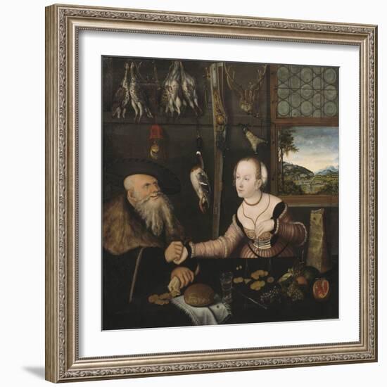 Le Couple Mal Assorti - the Ill-Matched Couple, by Cranach, Lucas, the Elder (1472-1553). Oil on Wo-Lucas the Elder Cranach-Framed Giclee Print