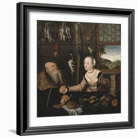 Le Couple Mal Assorti - the Ill-Matched Couple, by Cranach, Lucas, the Elder (1472-1553). Oil on Wo-Lucas the Elder Cranach-Framed Giclee Print