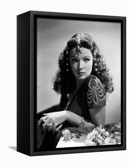 Le Crepuscule SUNDOWN by HenryHathaway with Gene Tierney, 1941 (b/w photo)-null-Framed Stretched Canvas