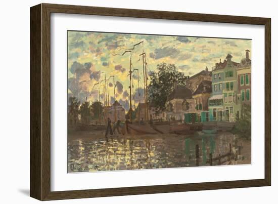 Le Dam à Zaandam, le soir, 1871 (oil on canvas)-Claude Monet-Framed Giclee Print