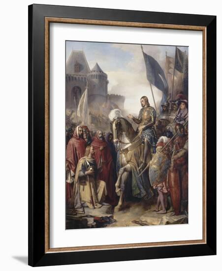 Le dauphin Charles (futur Charles V) rentrant au Louvre après l'assassinat d'Etienne Marcel et la-Adolphe Roger-Framed Giclee Print