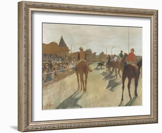 Le Défilé, dit aussi Chevaux de course devant les tribunes-Edgar Degas-Framed Giclee Print