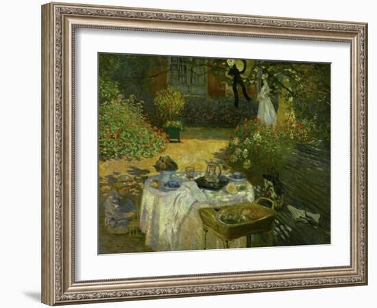 Le Dejeuner (Luncheon in the Artist's Garden at Giverny), circa 1873-74-Claude Monet-Framed Giclee Print