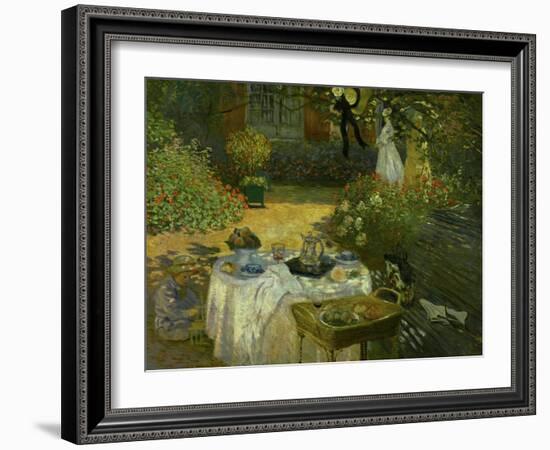 Le Dejeuner (Luncheon in the Artist's Garden at Giverny), circa 1873-74-Claude Monet-Framed Giclee Print