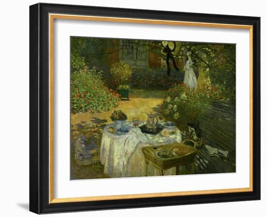 Le Dejeuner (Luncheon in the Artist's Garden at Giverny), circa 1873-74-Claude Monet-Framed Giclee Print