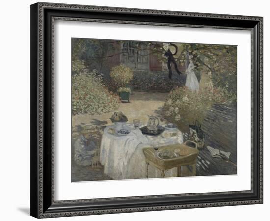 Le déjeuner ; panneau décoratif, jardin de Monet à Argenteuil, à gauche son fils Jean.-Claude Monet-Framed Giclee Print