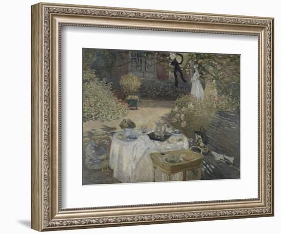 Le déjeuner ; panneau décoratif, jardin de Monet à Argenteuil, à gauche son fils Jean.-Claude Monet-Framed Giclee Print