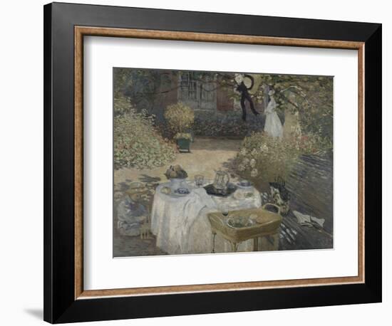 Le déjeuner ; panneau décoratif, jardin de Monet à Argenteuil, à gauche son fils Jean.-Claude Monet-Framed Giclee Print