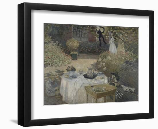 Le déjeuner ; panneau décoratif, jardin de Monet à Argenteuil, à gauche son fils Jean.-Claude Monet-Framed Giclee Print