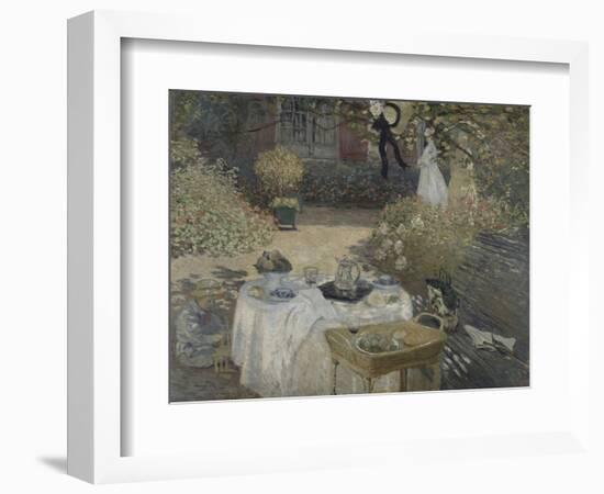 Le déjeuner ; panneau décoratif, jardin de Monet à Argenteuil, à gauche son fils Jean.-Claude Monet-Framed Giclee Print