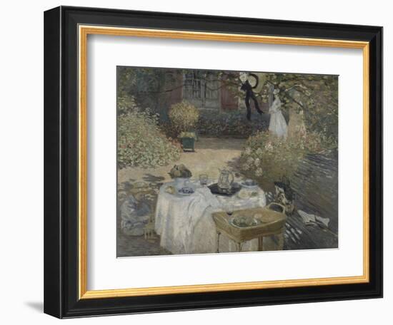 Le déjeuner ; panneau décoratif, jardin de Monet à Argenteuil, à gauche son fils Jean.-Claude Monet-Framed Giclee Print