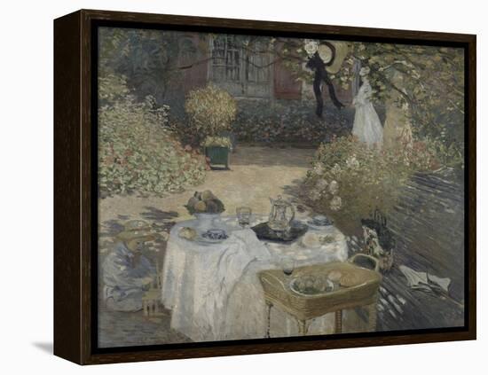 Le déjeuner ; panneau décoratif, jardin de Monet à Argenteuil, à gauche son fils Jean.-Claude Monet-Framed Premier Image Canvas