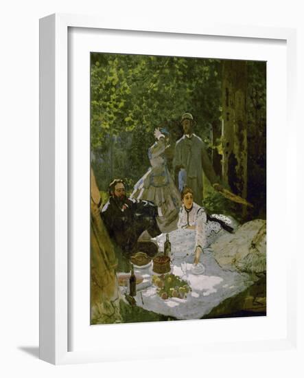 Le Dejeuner Sur L'Herbe, (Luncheon on the Grass), Depicts Painters Courbet (L) and Bazille (Center)-Claude Monet-Framed Giclee Print