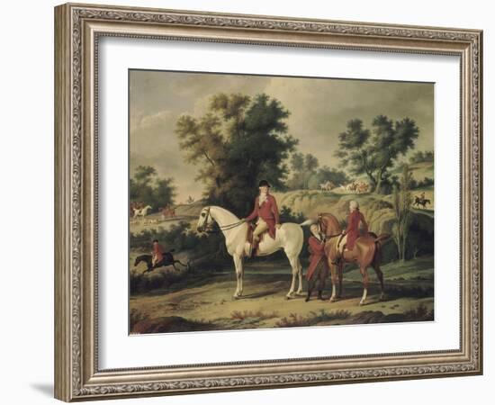 Le Départ pour la chasse : portraits équestres en costume de chasse de Louis Philippe, duc-Antoine Charles Horace Vernet-Framed Giclee Print