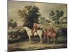 Le Départ pour la chasse : portraits équestres en costume de chasse de Louis Philippe, duc-Antoine Charles Horace Vernet-Mounted Giclee Print