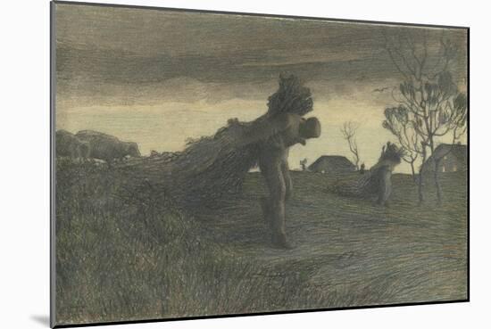 Le Dernier labeur du jour ou porteurs de fagots ou retour de la forêt-Giovanni Segantini-Mounted Giclee Print