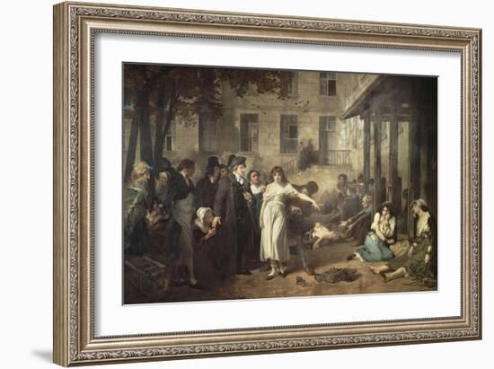 Le docteur P. Pinel faisant tomber les chaînes des aliénés-Tony Robert-fleury-Framed Giclee Print