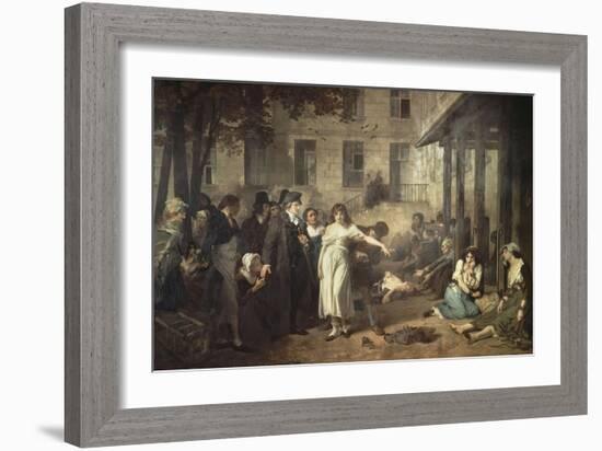 Le docteur P. Pinel faisant tomber les chaînes des aliénés-Tony Robert-fleury-Framed Giclee Print