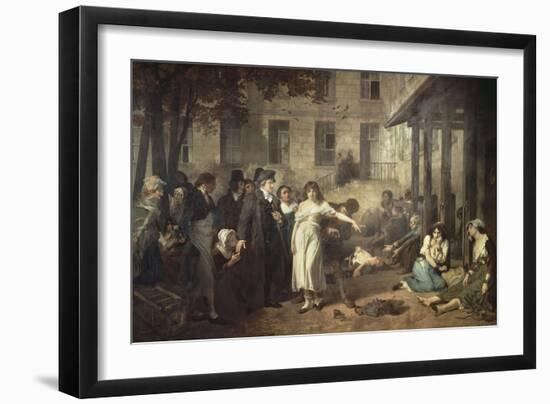 Le docteur P. Pinel faisant tomber les chaînes des aliénés-Tony Robert-fleury-Framed Giclee Print