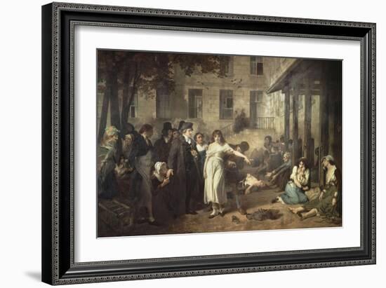 Le docteur P. Pinel faisant tomber les chaînes des aliénés-Tony Robert-fleury-Framed Giclee Print