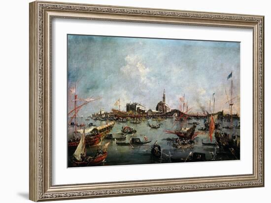 Le Doge Sur Le Bucentaure À San Nicolo Di Lido À Venise Le Jour De L'Ascension-Francesco Guardi-Framed Giclee Print