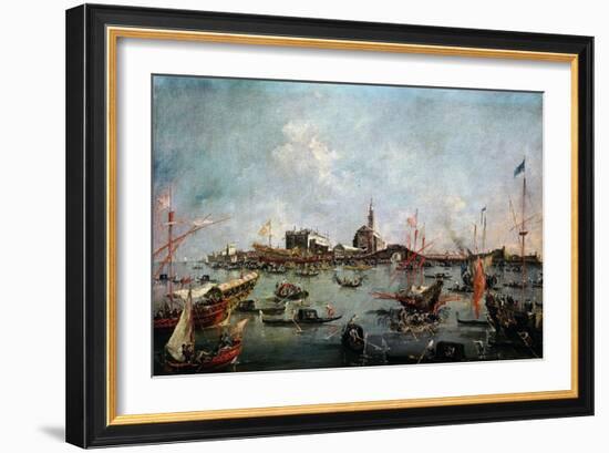 Le Doge Sur Le Bucentaure À San Nicolo Di Lido À Venise Le Jour De L'Ascension-Francesco Guardi-Framed Giclee Print