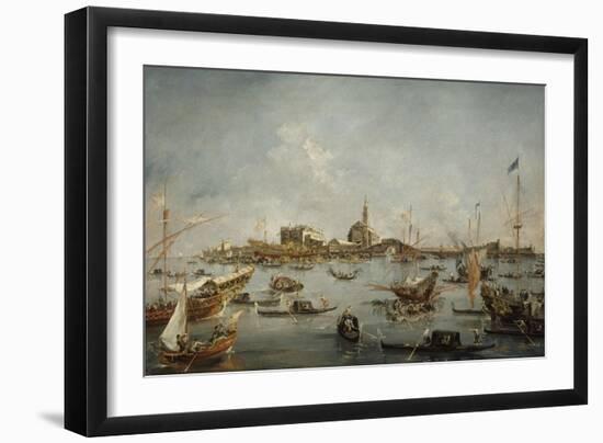 Le Doge sur le Bucentaure, à San Nicolo di Lido à Venise, le jour de l'ascension-Francesco Guardi-Framed Giclee Print