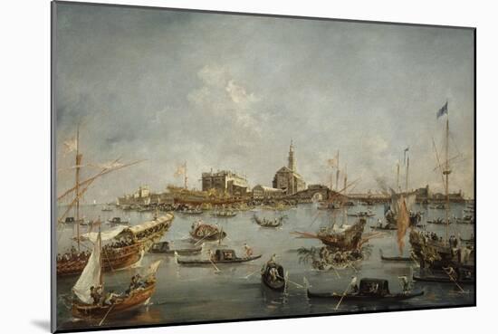 Le Doge sur le Bucentaure, à San Nicolo di Lido à Venise, le jour de l'ascension-Francesco Guardi-Mounted Giclee Print