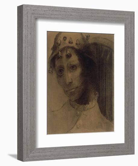 Le fou ou la Folie : tête coiffée d'un bonnet-Odilon Redon-Framed Giclee Print