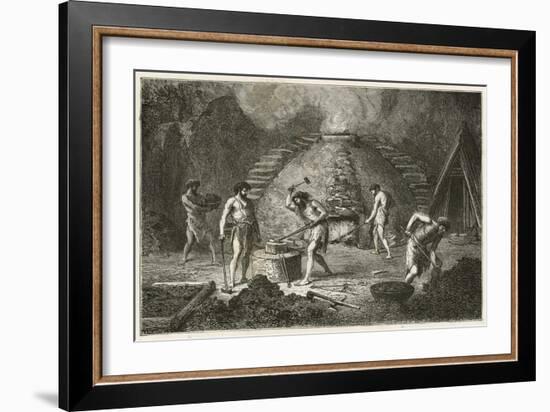 Le Fourneau Primitif Pour L'Extraction Du Fer-Emile Antoine Bayard-Framed Giclee Print