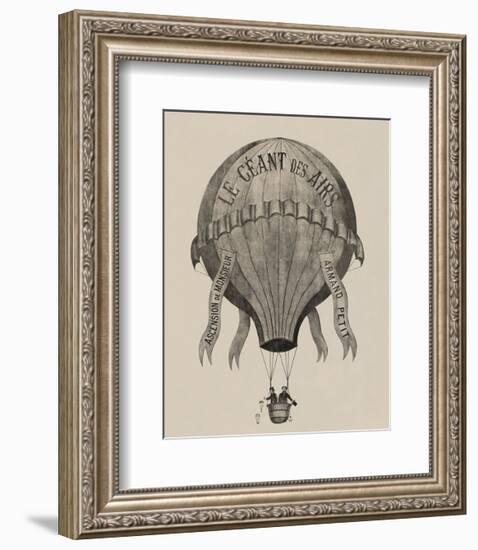 Le Geant des airs Ascension de Monsieur Armand Petit, between 1860-1880-Vintage Reproduction-Framed Art Print