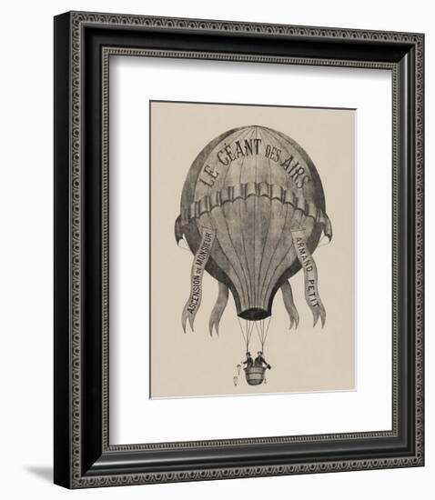 Le Geant des airs Ascension de Monsieur Armand Petit, between 1860-1880-Vintage Reproduction-Framed Art Print