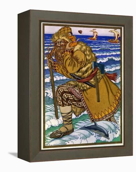 Le Geant Portant Ivan Sur Son Epaule a Travers La Mer (The Giant Carried Ivan on His Shoulders Back-Ivan Bilibin-Framed Premier Image Canvas