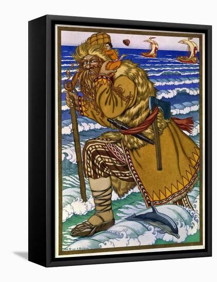 Le Geant Portant Ivan Sur Son Epaule a Travers La Mer (The Giant Carried Ivan on His Shoulders Back-Ivan Bilibin-Framed Premier Image Canvas