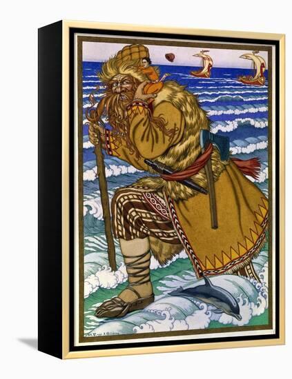 Le Geant Portant Ivan Sur Son Epaule a Travers La Mer (The Giant Carried Ivan on His Shoulders Back-Ivan Bilibin-Framed Premier Image Canvas