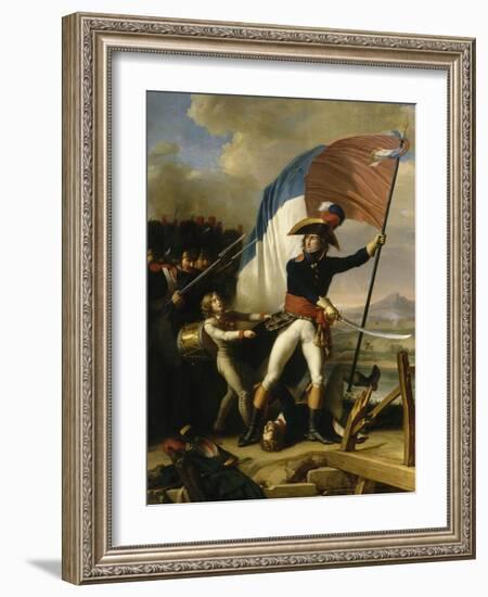 Le Général Augereau conduisant la charge à l'attaque du Pont d'Arcole le 15 novembre 1796 (il est-Charles Thevenin-Framed Giclee Print