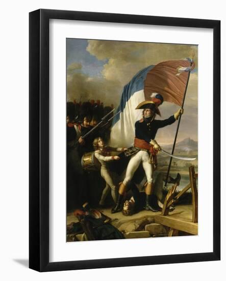 Le Général Augereau conduisant la charge à l'attaque du Pont d'Arcole le 15 novembre 1796 (il est-Charles Thevenin-Framed Giclee Print