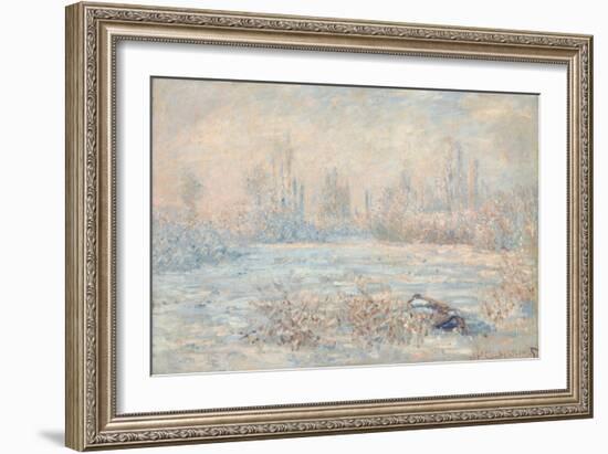 Le Givre (View of Vetheuil in Winter, Val-D'Oise, Ile-De-France)-Claude Monet-Framed Giclee Print
