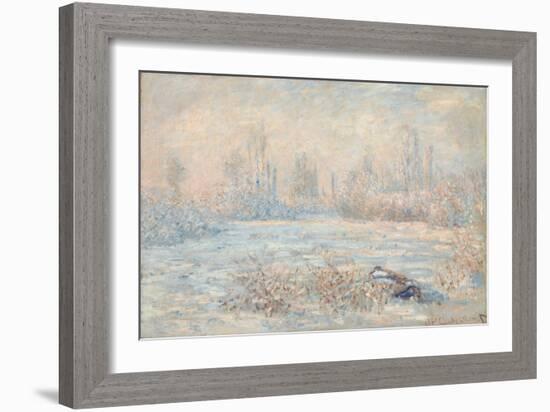 Le Givre (View of Vetheuil in Winter, Val-D'Oise, Ile-De-France)-Claude Monet-Framed Giclee Print