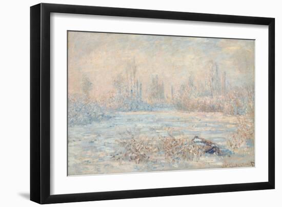 Le Givre (View of Vetheuil in Winter, Val-D'Oise, Ile-De-France)-Claude Monet-Framed Giclee Print